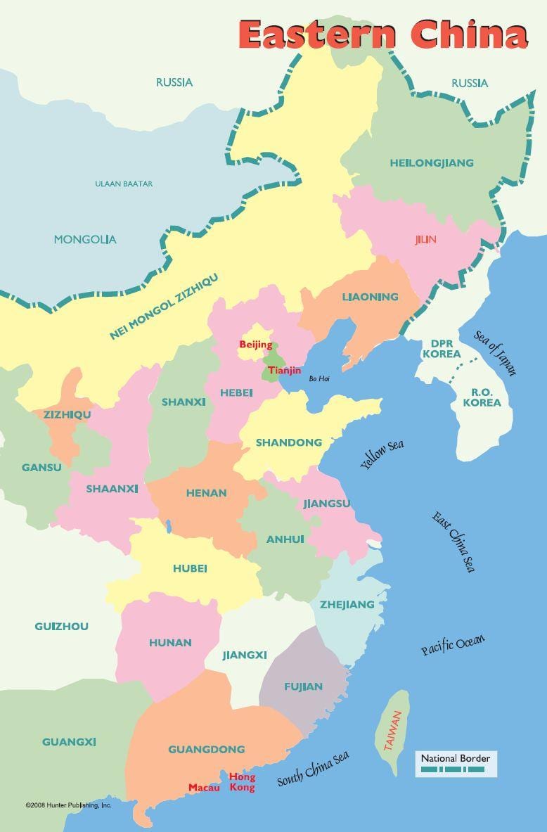mapa de l'est de la Xina