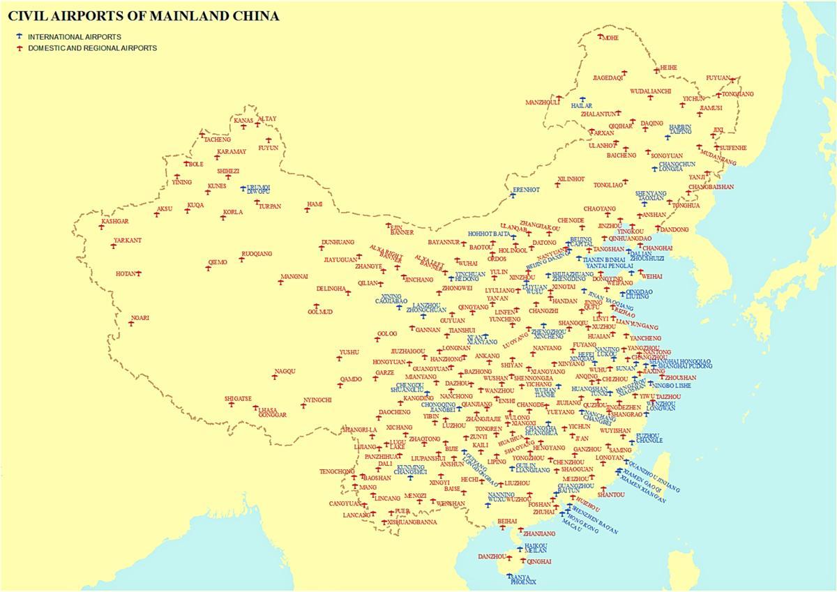 La xina aeroports mapa