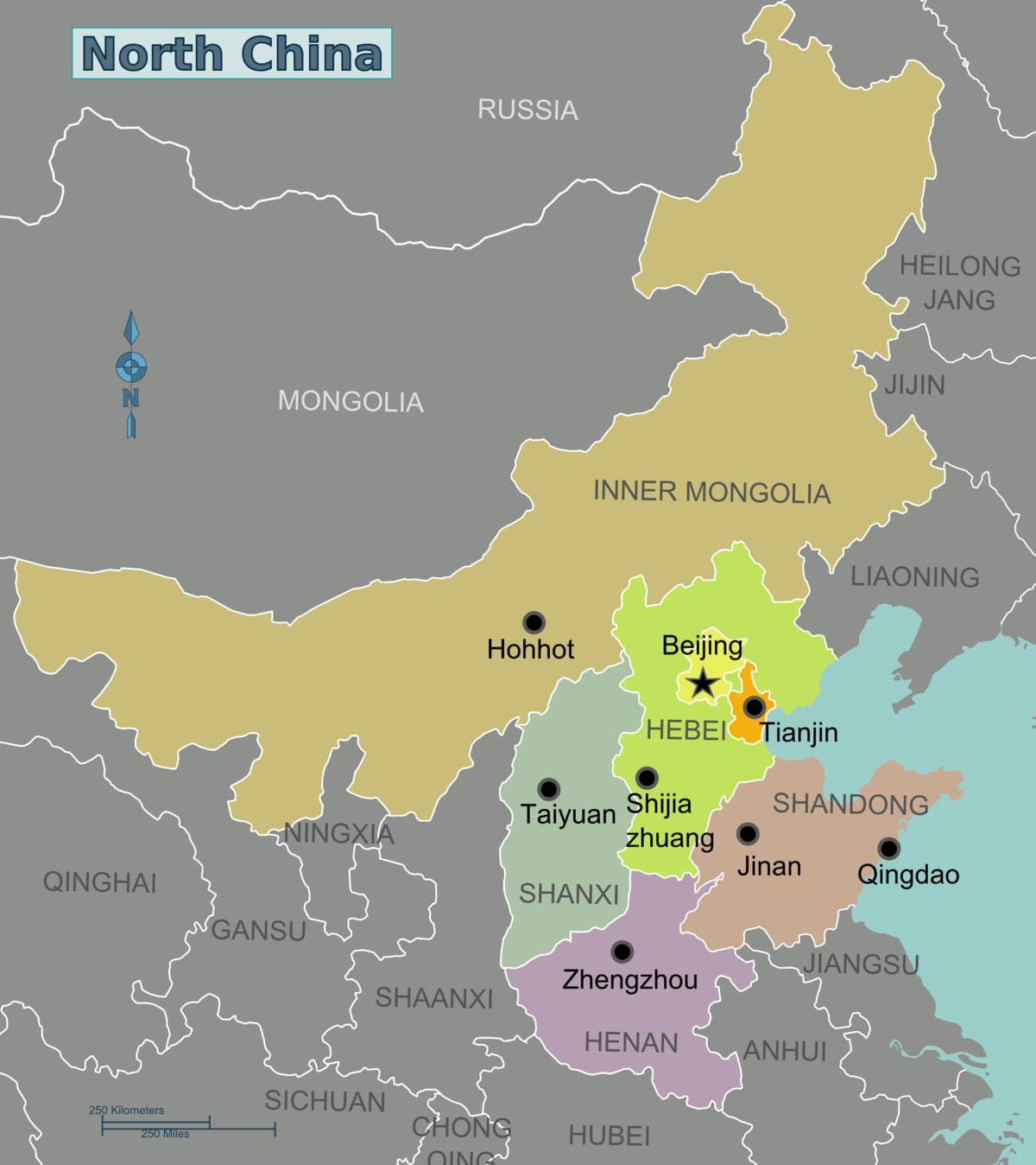 mapa del nord de la Xina