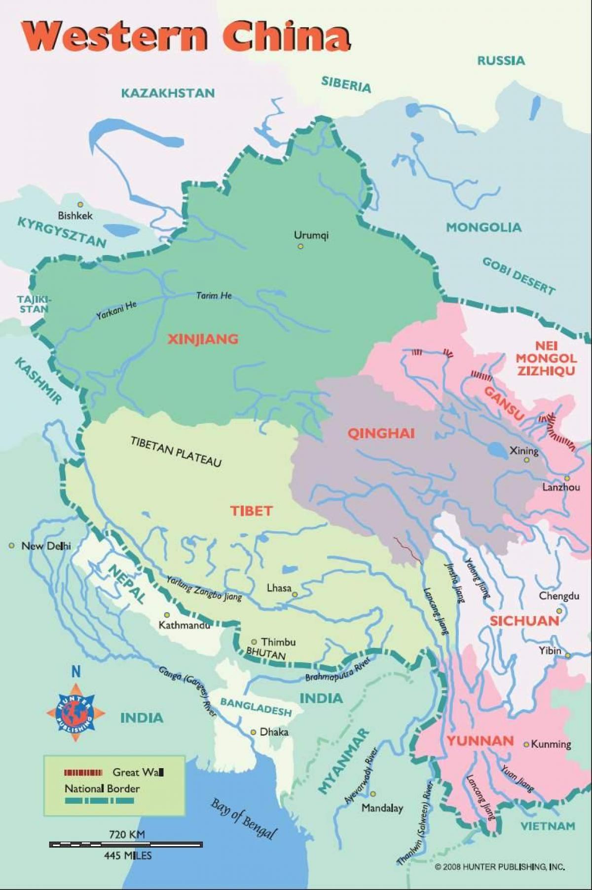 mapa de l'oest de la Xina