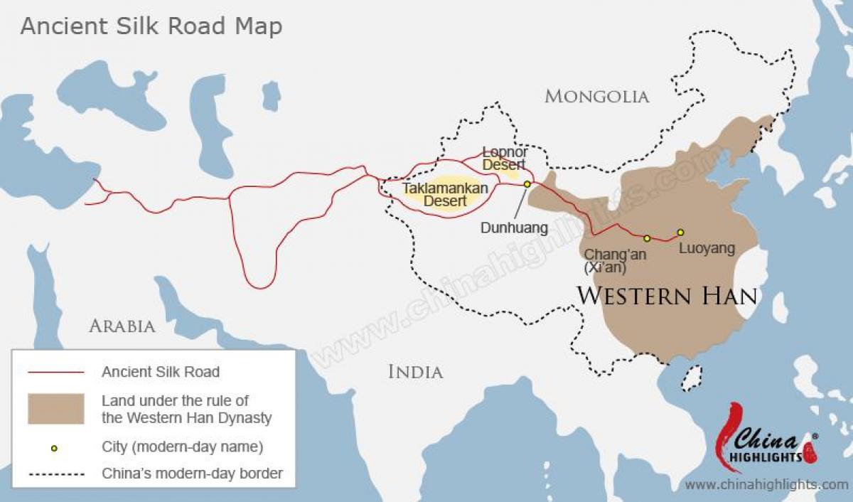 La xina mapa de seda carretera