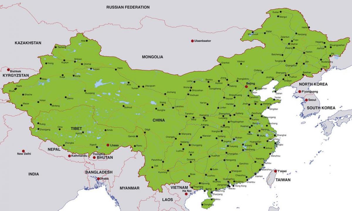 La xina mapa de les ciutats