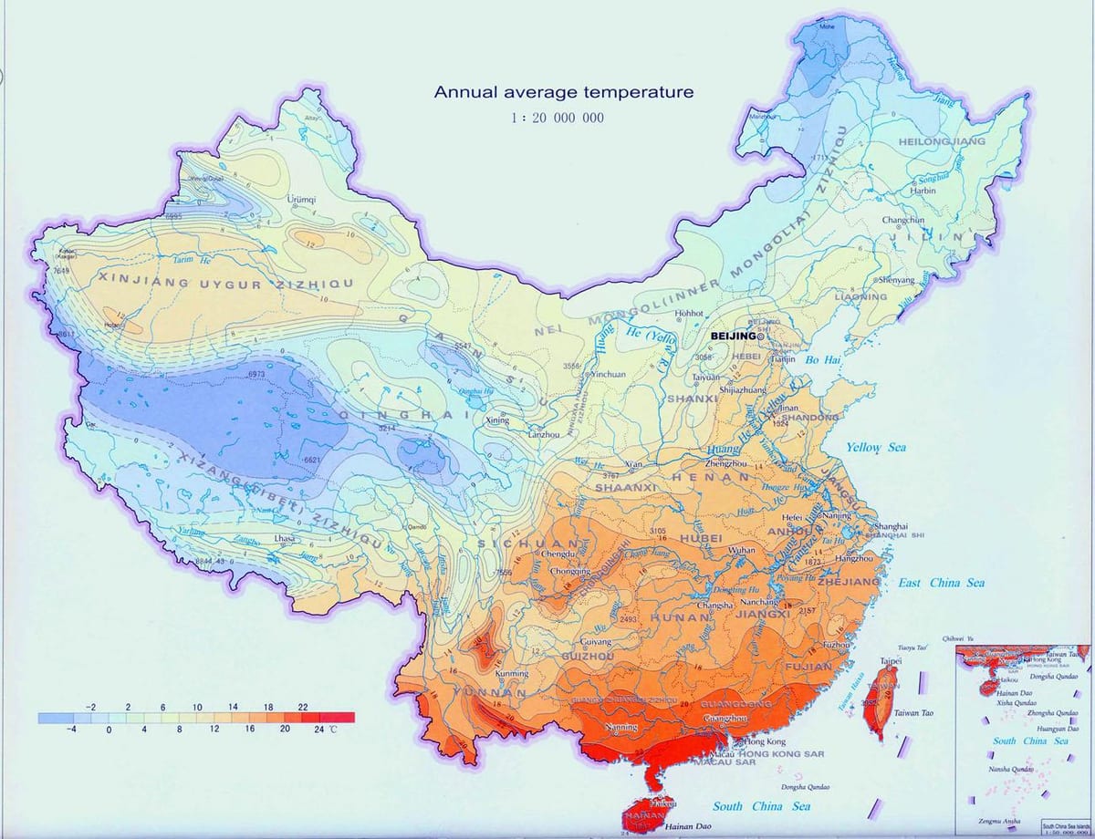 clima mapa de la Xina