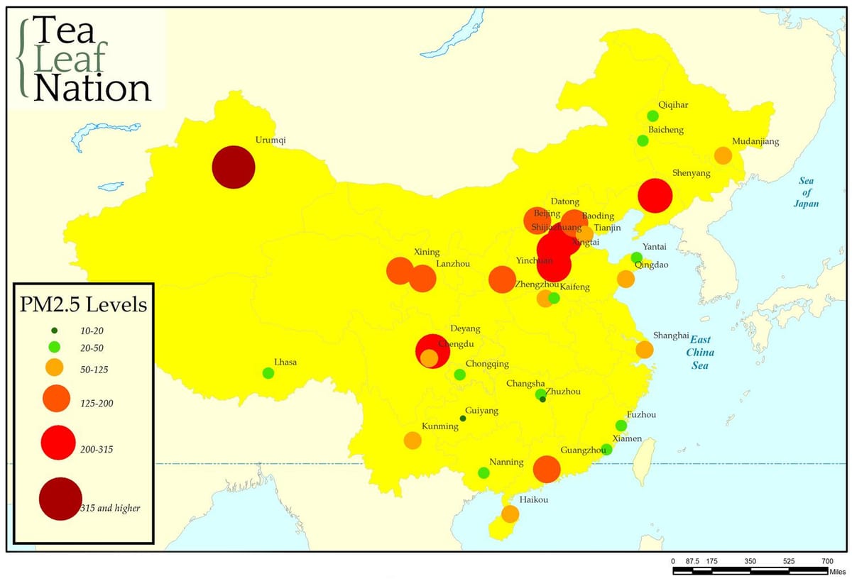 la contaminació mapa de la Xina