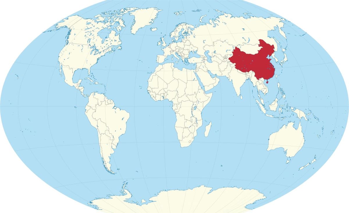 La xina en el mapa del món