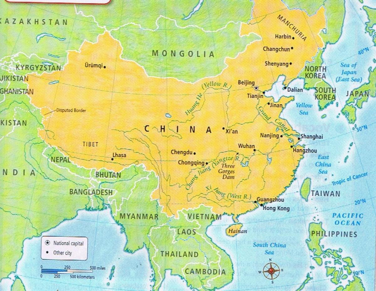 mapa de la Xina frontera