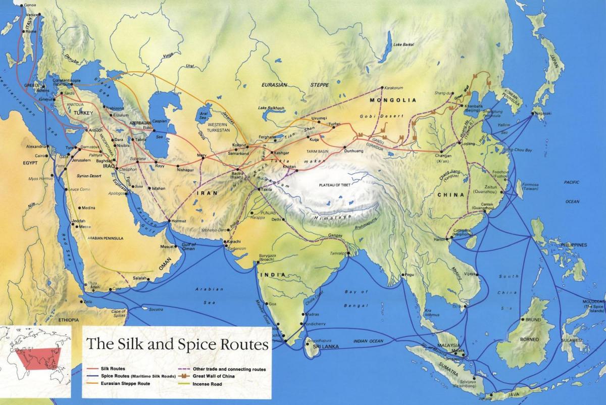 la seda de la carretera de la Xina mapa