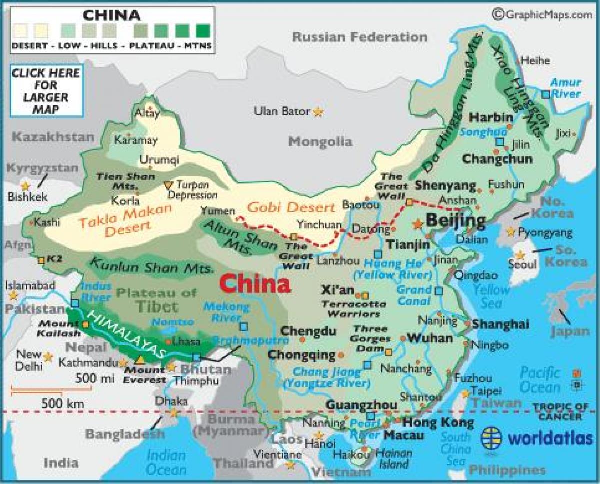 La xina mapa geografia
