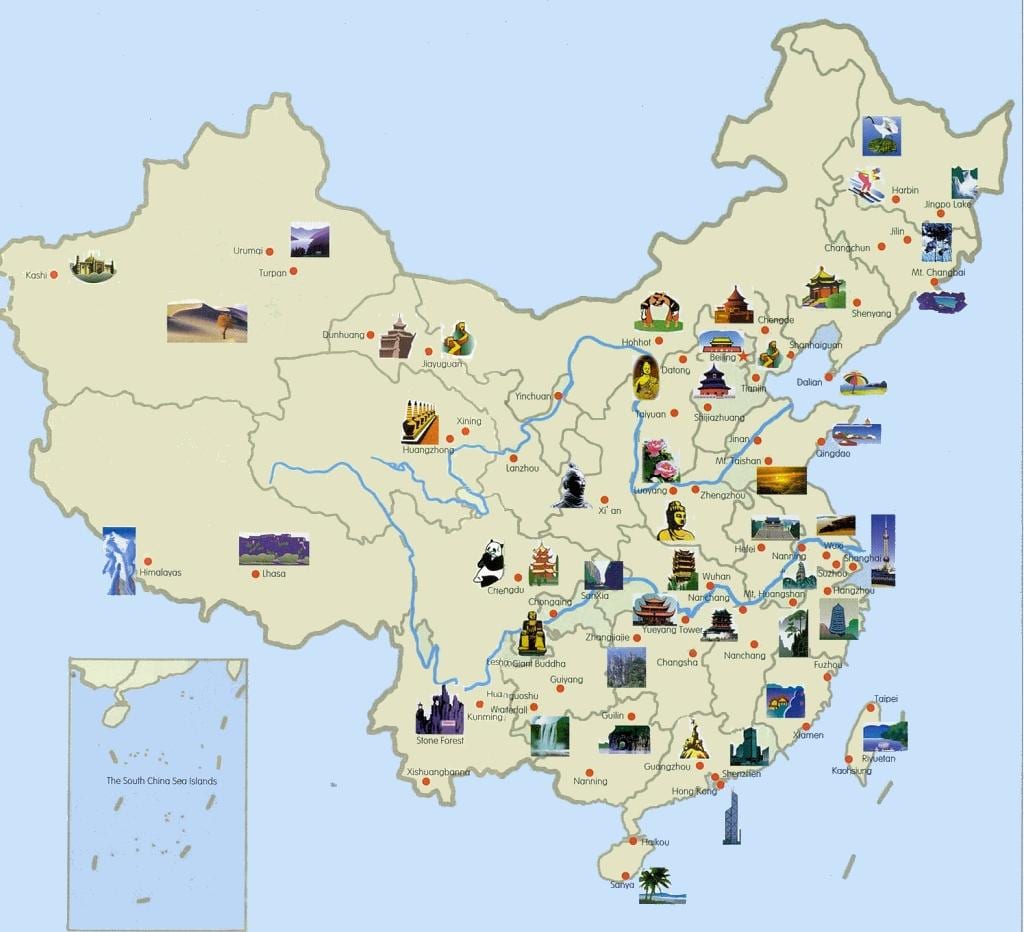 mapa turístic de la Xina