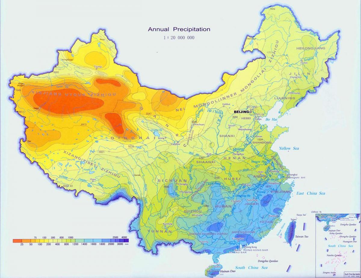 La xina precipitacions mapa