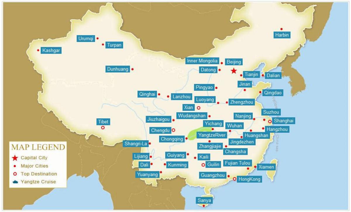 La xina mapa amb les ciutats