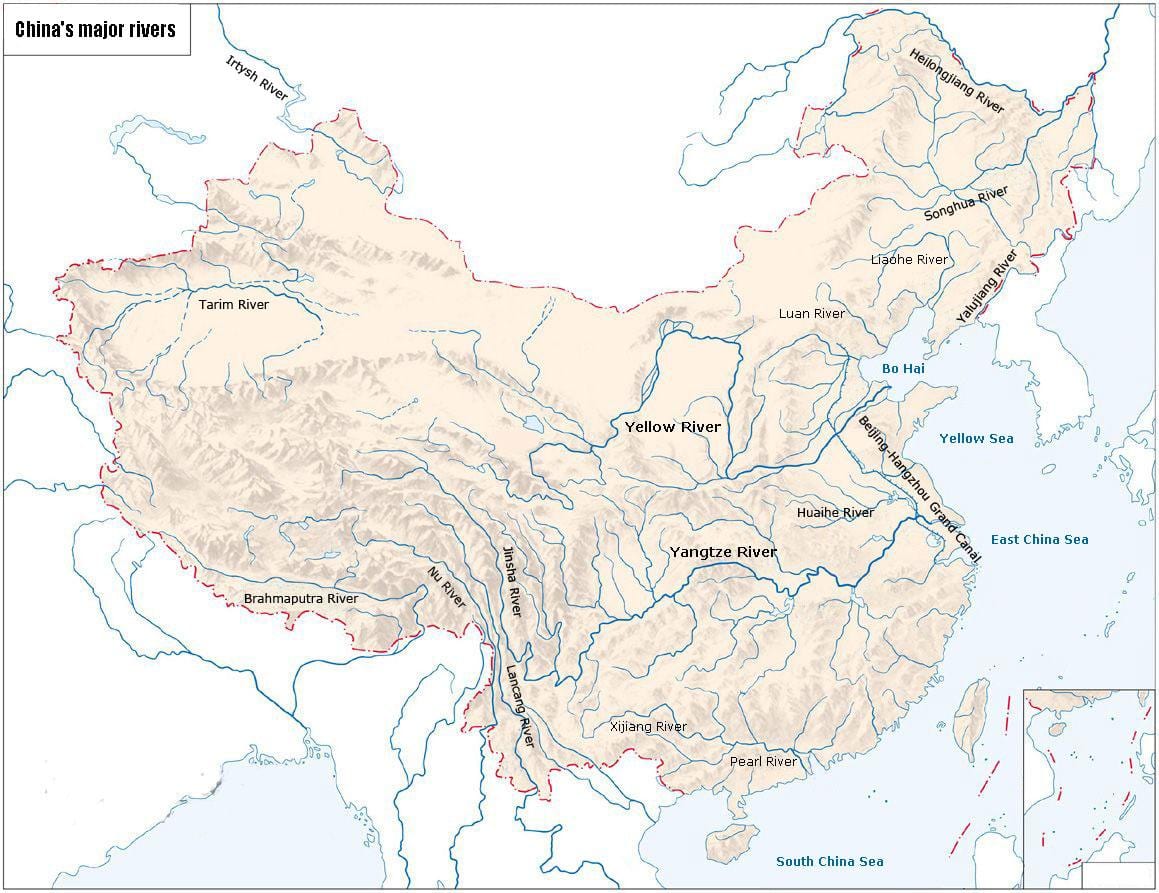 rius de la Xina mapa