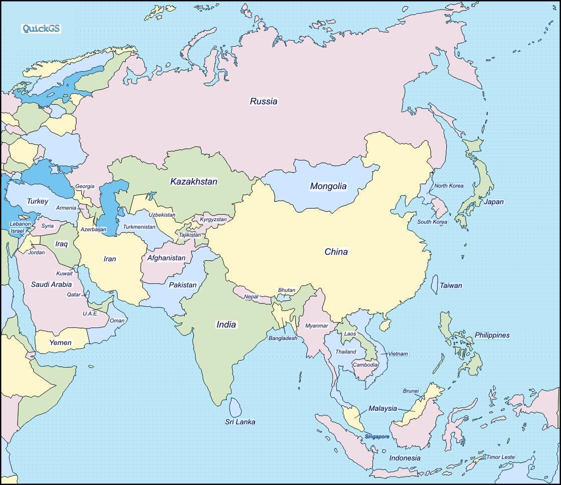 mapa de la Xina i països limítrofs