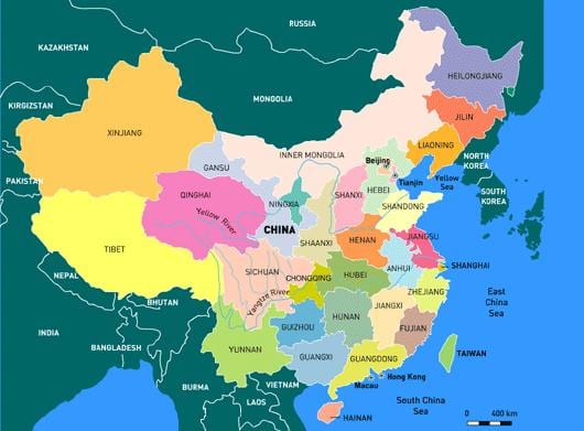 La xina mapa amb les províncies