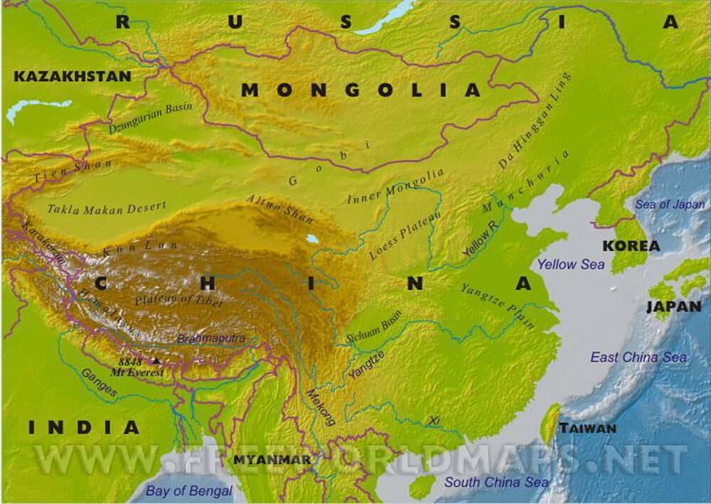 La xina mapa físic