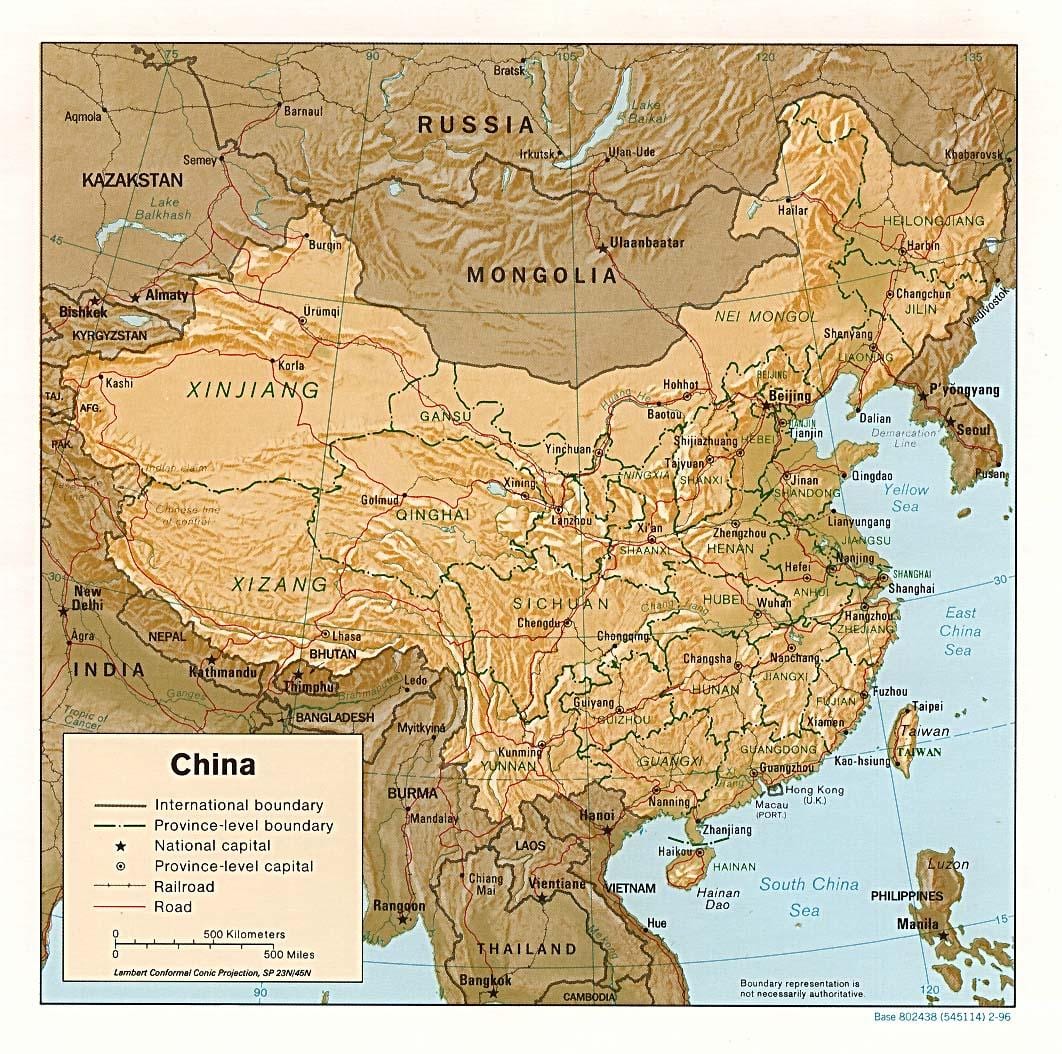 mapa geogràfic de la Xina