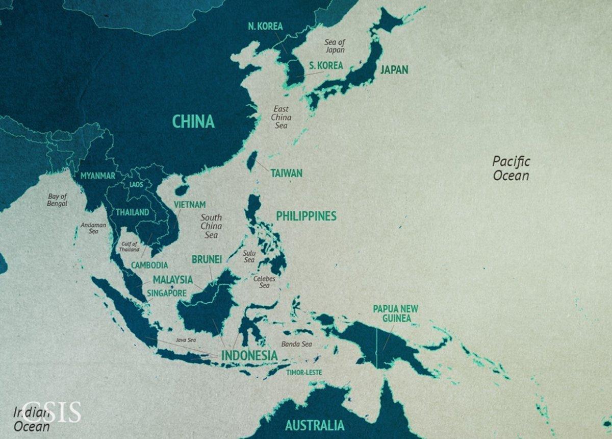 La xina mar meridional de la Xina mapa