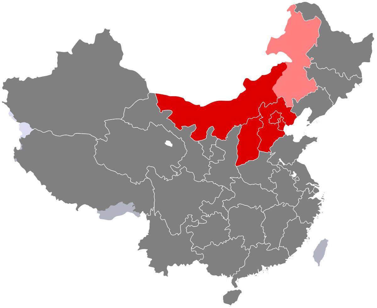 mapa del nord de la Xina