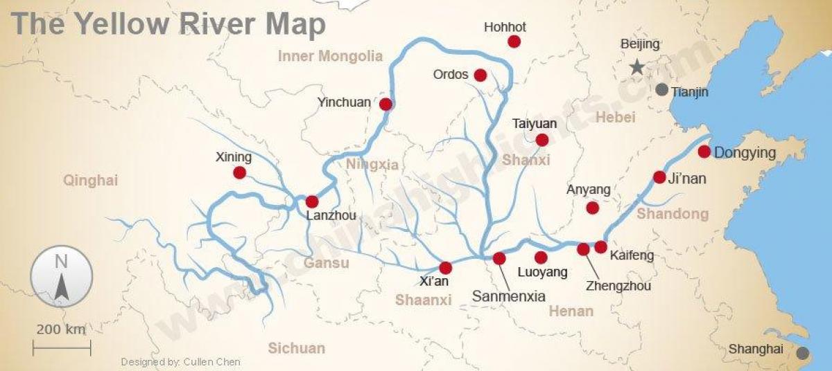 La xina mapa del riu groc