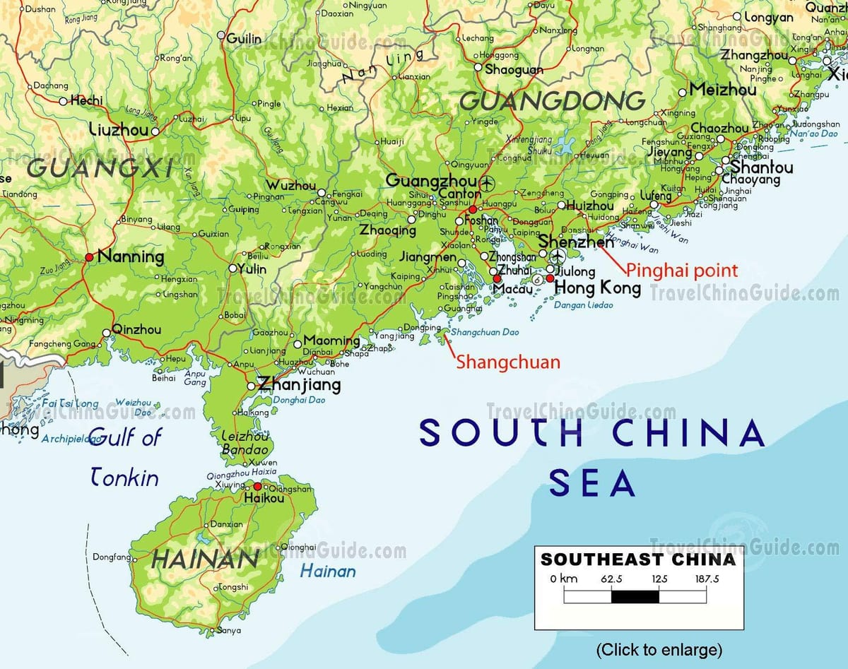 mapa del sud-est de la Xina