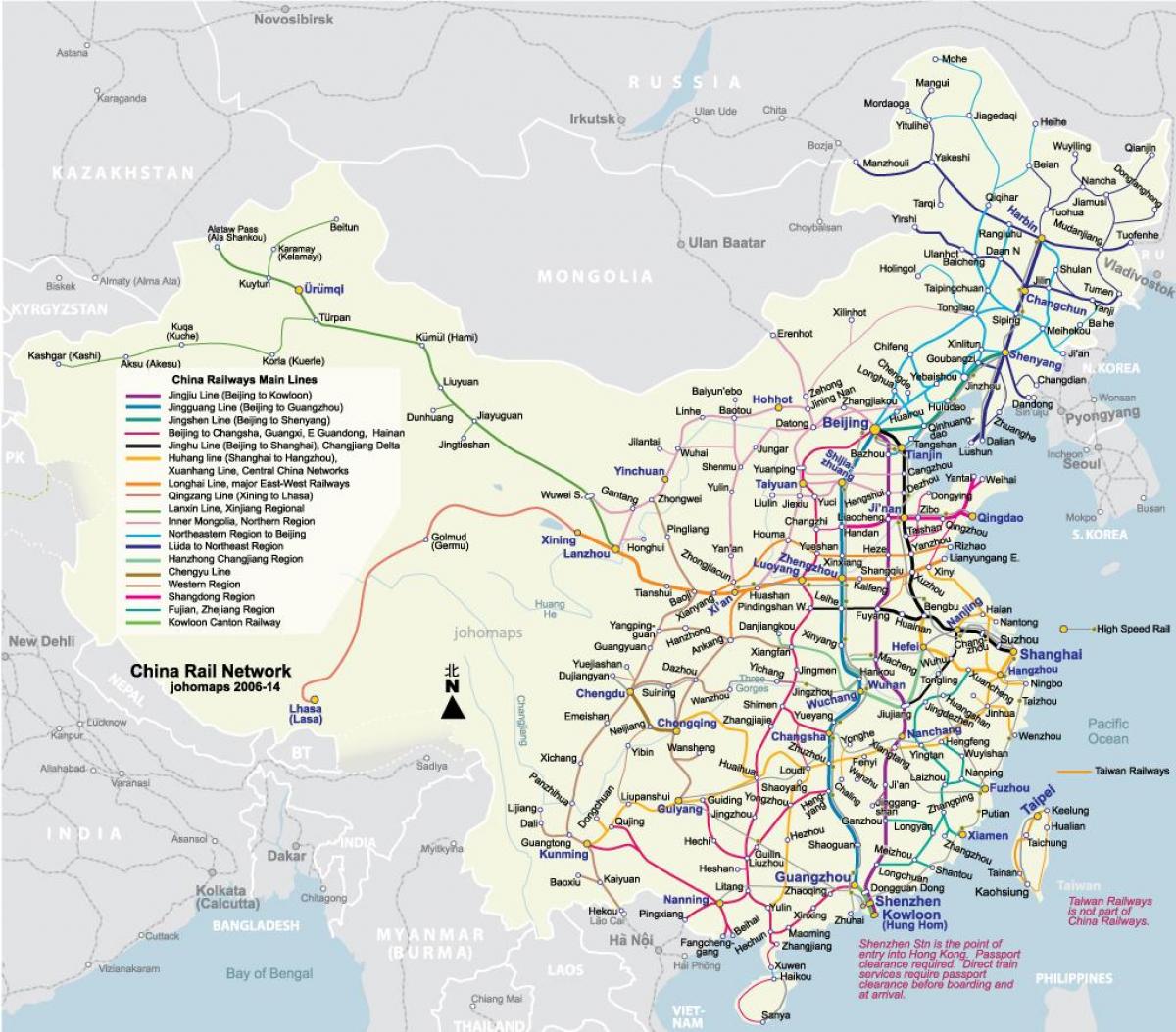 La xina tren ràpid mapa
