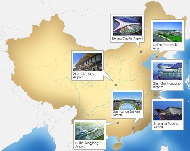mapa de la Xina aeroports