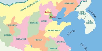 Mapa de l'est de la Xina