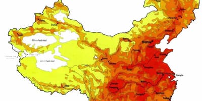 Densitat de població de la Xina mapa