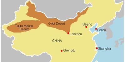 Mapa de la Xina deserts