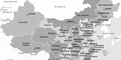 Mapa de la Xina en blanc i negre