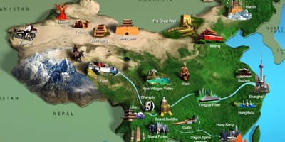 Mapa de la Xina atraccions turístiques