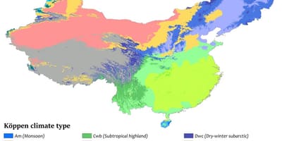 Clima mapa de la Xina