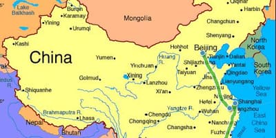 La xina continental mapa