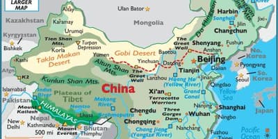 La xina mapa geografia