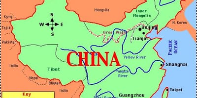 La xina mapa amb rius i muntanyes