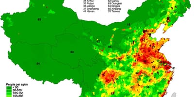 Distribució poblacional mapa de la Xina