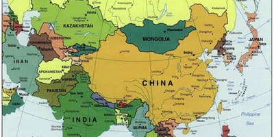 La xina i països de l'entorn mapa