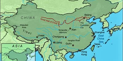 Mapa de la gran muralla de la Xina