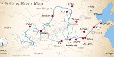La xina mapa del riu groc